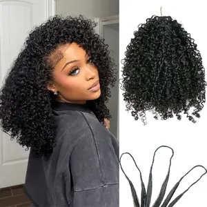 Ssawhair Crochet Afro Kinky Curly Human Hair Knotless Pre-Separated Tight Curly Virgin Human Hair Reusable Invisible Micro Loop Feather Crochet Hair Extensions 16-22 inches 240g-360g Full Your Head