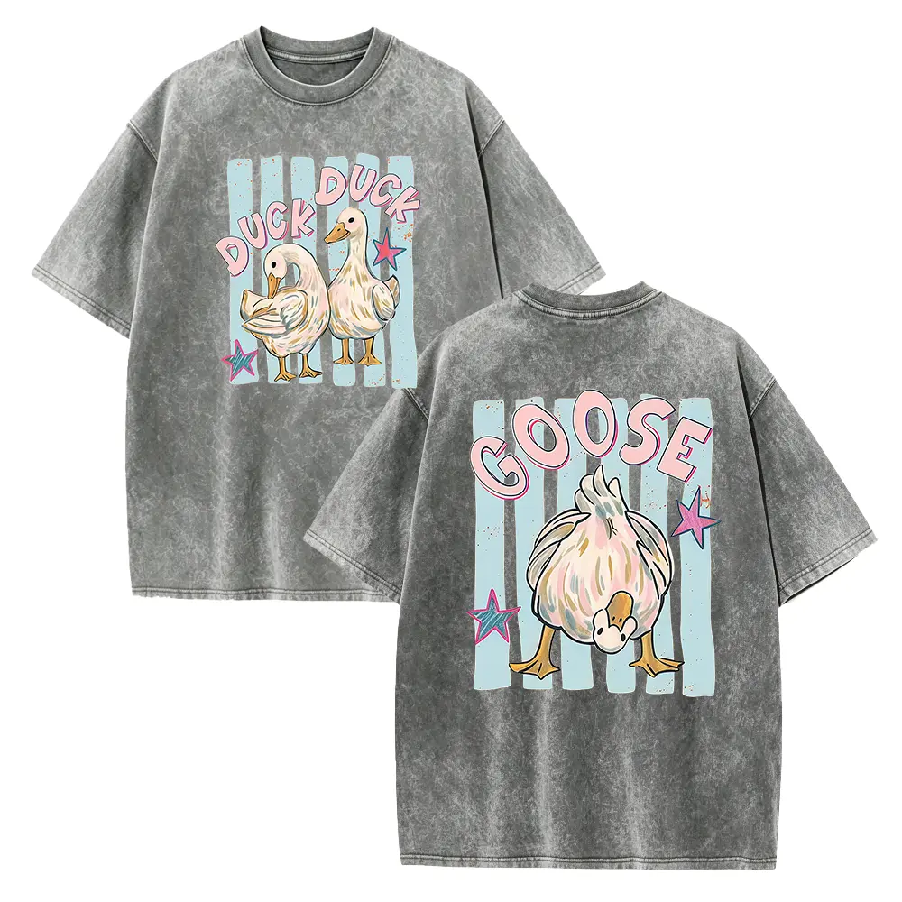 Duck Duck Goose Shirt, Trending Catch Phrase Shirt, Girly Boutique Tee, Brushtroke Duck Graphic,Summer Beach Vintage Tee