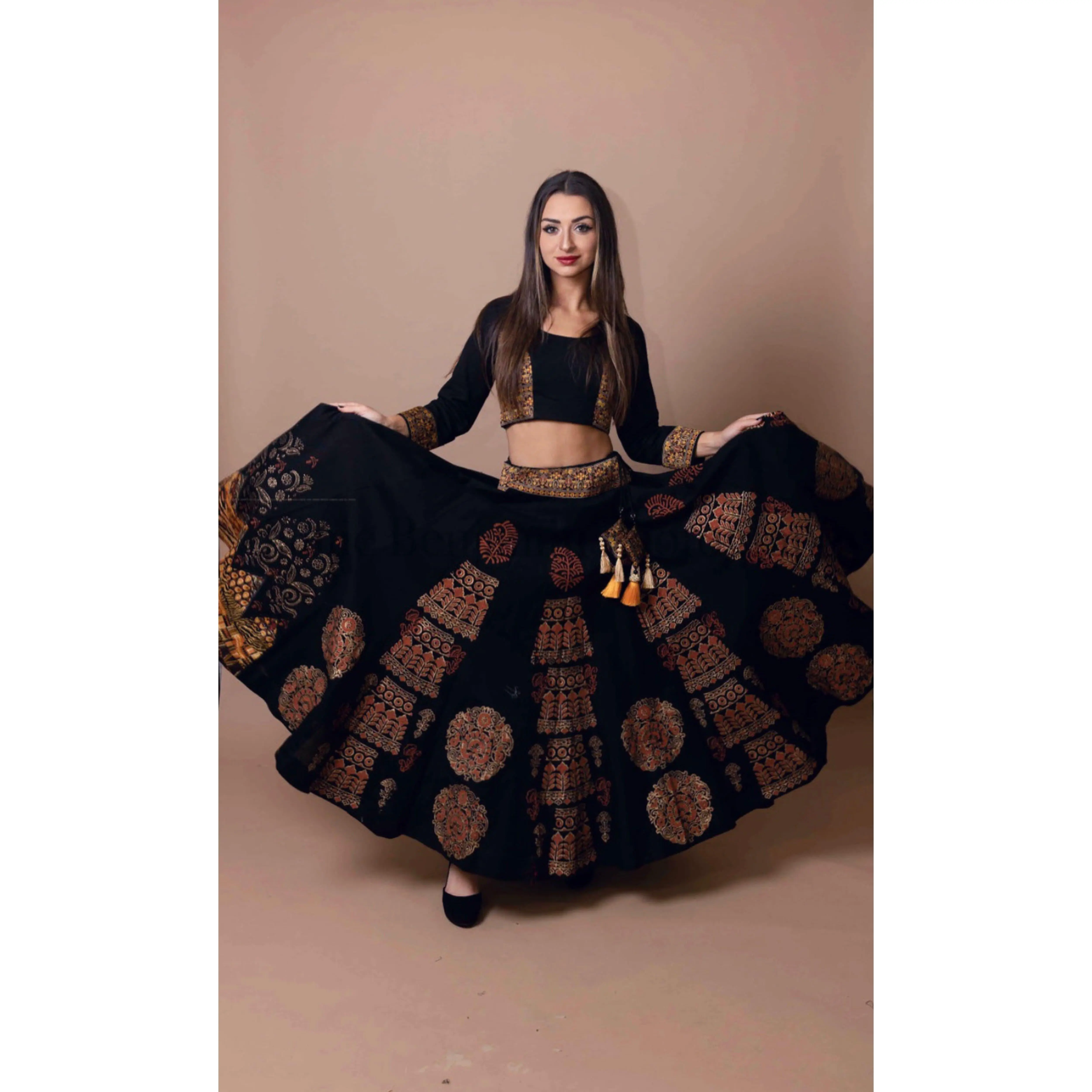 Black Cotton Chaniya Choli with Embroidery