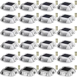 【DealsForYouDays】VEVOR Driveway Lights 24-Pack Solar Driveway Lights Bright White with Screw Solar Deck Lights Outdoor Waterproof Wireless Dock Lights 6 LEDs for Path Warning Garden Walkway Sidewalk Steps