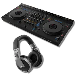 AlphaTheta DDJ-GRV6 4-channel DJ Controller with Groove Circuit and Pioneer HDJ-X5 Professional DJ Headphones (Silver)