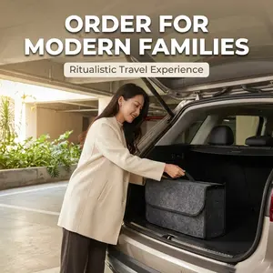 Car Storage Bag, Foldable Large Capacity Trunk Organizer with Handle, Durable Interior Accessory for Suv, Car, Truck, Fashionable Car Storage Box