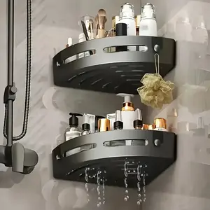 Corner storage rack for the bathroom, no drilling required, a hole-free shampoo rack that can neatly store bath products. Bathroom storage rack, bathroom storage and organization, space-saving design, durable structure, bottle rack, adhesive rack.