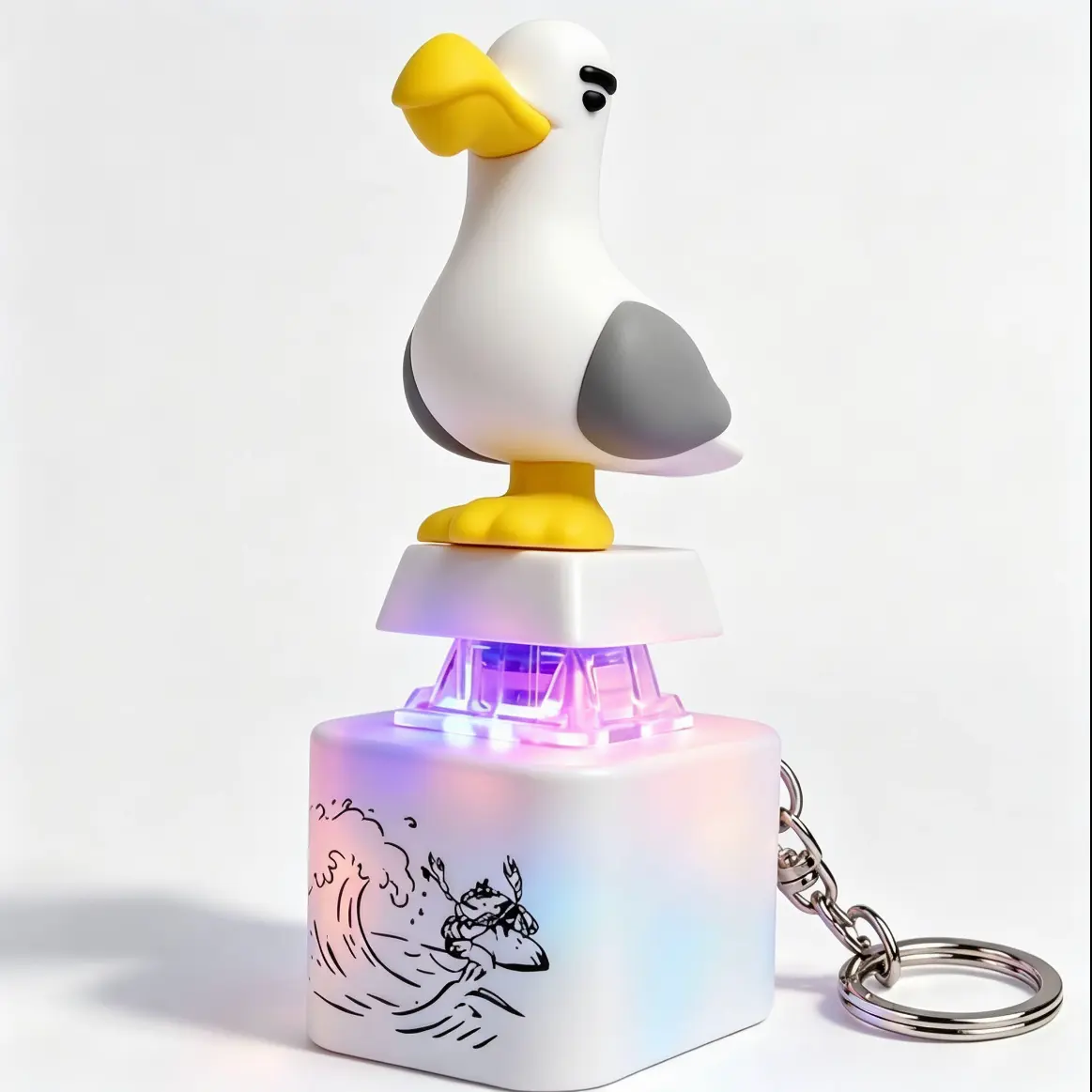 Sound Button Keychain Unisex Adults Teens Prank Gag Gift, Novelty Seagull MINE! Loud Sound Keyring with Metal Clasp, Durable ABS Plastic Irregular Form, Stress Relief Toy, Birthday Christmas Back-to-School Bag Charm