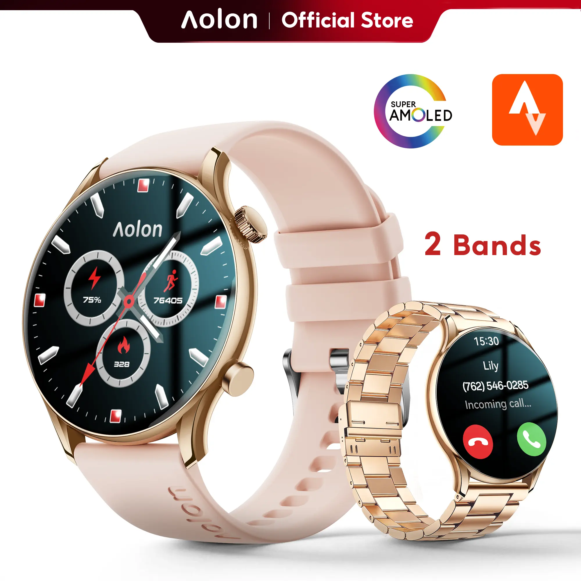 Aolon GTR3 Women's Wearable Smartwatch: 1.43" AMOLED Display, AOD, Bluetooth Calling, Women's Health Tracking, DIY Watch Faces, 110+ Sports Modes, IP68 Waterproof, 120-Hour Battery, iOS & Android. A perfect gift for her.#summerwins#SummerFinds