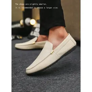 Men's Casual Loafers Penny Shoes, Slip-On Canvas Flat Shoes (One Size Smaller)(Sheets)