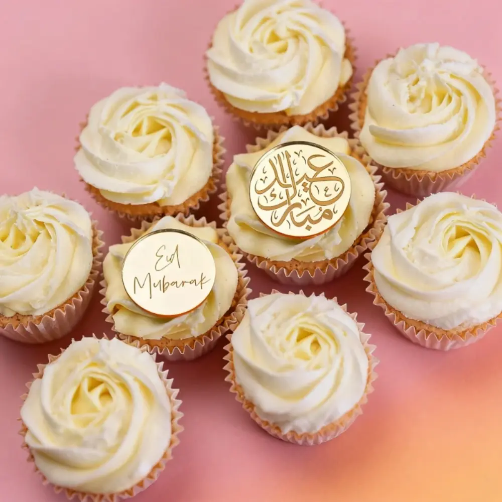 10pcs ramadan Eid  Acrylic Cake Discs Cupcake Toppers Eid Mubarak Gift Tags Eid Mubarak gift Cake Topper Decor Muslim Islam Cake Decorating Supplies Cream Cake Decorations Party