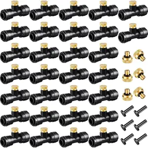 Misting Nozzles Kit Include Water Misting Tees Thread 1/4 Inch and Brass Orifice Nozzle with Black Plug for Outdoor Spray Cooling System(72 Pieces)