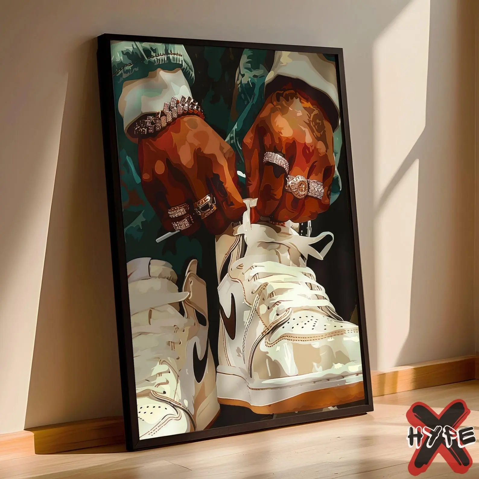 Sneakerhead Art Print, Black Man Wall Art, Printable Sneaker Poster, Hypebeast Male Decor, Sneaker Artwork, Urban Wall Art Poster (UNFRAMED)