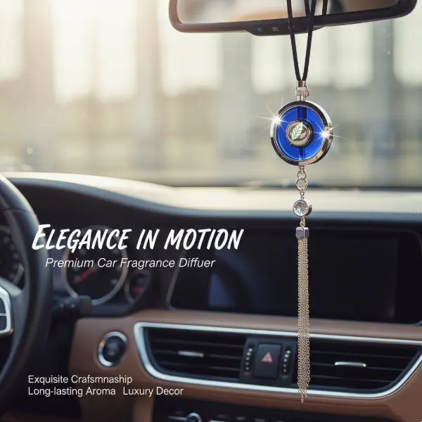 Luxury Tassel Car Air Freshener Custom Logo Rearview Mirror Hanging Perfume Diffuser, Long Lasting Auto Interior Fragrance Pendant Car Accessory