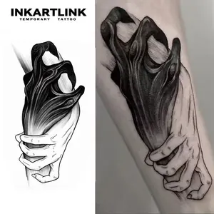 INKARTLINK Tattoo Tech, Shadow Embrace Series,2 Sheets Large Semi Permanent Tattoo, Adult Art Design Temporary Tattoos, Lasts 1-2 Weeks, Waterproof, Realistic Look, No Adhesive, No Reflection (Devil Bringer)