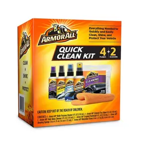 Armor All  Clean Kit, Ultimate Interior & Exterior Cleaner Bundle for Car Enthusiasts, Features Tire Shine, Protectant, Ammonia-Free Glass Cleaner, Multi-Surface Interior Spray, with Bonus Towel & Sponge.