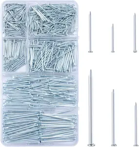 700pcs Hardware Nails for Hanging Pictures, Up to 2"-Long Finish Nails Assortment Kit for Wall Art Decor, 640 Frame Nails and 60 Small Finishing Nails for Drywall Wood - Silver Picture Hangers