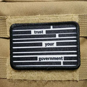 Trust your government redacted document libertarian meme  2"x3" removable morale patch with hook and loop backing