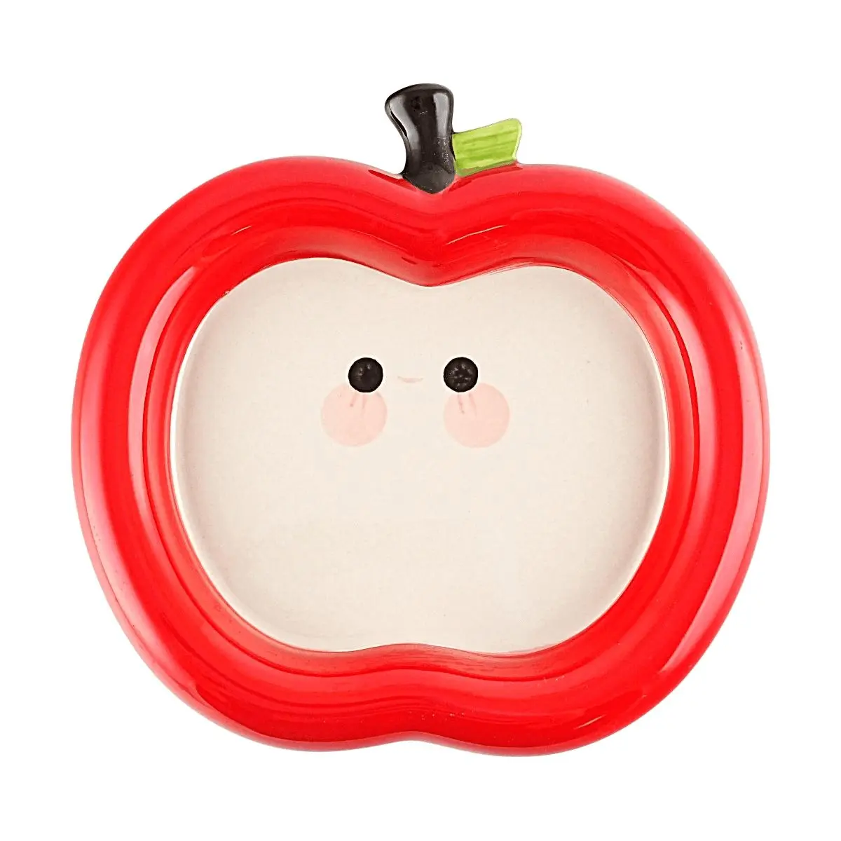 GLAZE STORY 9-Inch Red Apple Shaped Plate - Unique Reverse Edge Design, Perfect for Desserts & Snacks