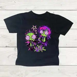 Vintage Invader Zim Baby Tee, Y2k Top Women Streetwear, Gothic Emo Girl Top, Scene Clothing 2000s, Casual Cotton Short Sleeve Tee