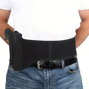 Black Elastic Belly Band Concealed Gun Holster, Right-Left Changeable, Hidden Wear for Men - Hunting Luggage & Bags Accessory, Concealed Holster