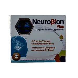 Neuro Plus Liquid Dietary Supplement with B Complex Vitamins & Neuro B+ Blend 10 Drinkable Vials 10 mL Each for Energy & Nerve Health - Edible, Fitness