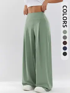 Women's Casual Sporty Wide Leg Elastic Pants, Comfortable Breathable Fabric, Ideal for Daily Outing, Commute, Workout, Multi-Scene Wear