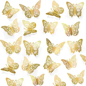 72 Pcs Gold Butterfly Decorations, 3 Sizes 4 Styles, 3D Butterfly Wall Decor