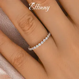 Effinny Jewelry Synthetic Moissanite Round Cut Full Eternity Wedding Ring,Stackable Ring for Women In Sterling Silver Outdoorfun