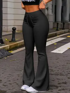 Women's Flare Leg Pants, Casual Comfy Trousers for Daily Wear, Ladies Bottoms for Summer, Fit