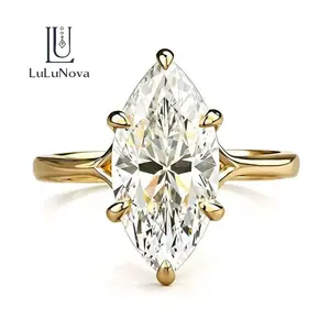 【#ZA108】(Yolanda)  Elegant 3 Ct Lab Made Gemstone Marquise Cut 925 Sterling Silver Ring, Delicate Anniversary Gift for Women