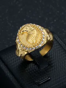 New must-have domineering animal hip-hop HIPHOP ring imitation diamond two-color eagle men's ring accessories