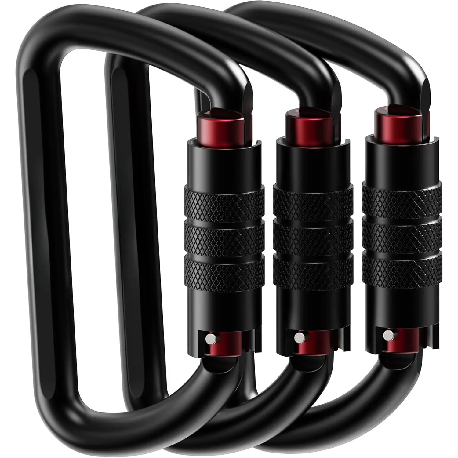 Stroller Clips, 3-Inch D-Shaped 7075 Aluminum Auto-Locking Carabiner Hooks, Heavy Duty 12kN Lightweight Design for Diaper Bags and Keychains, Aluminum Alloy