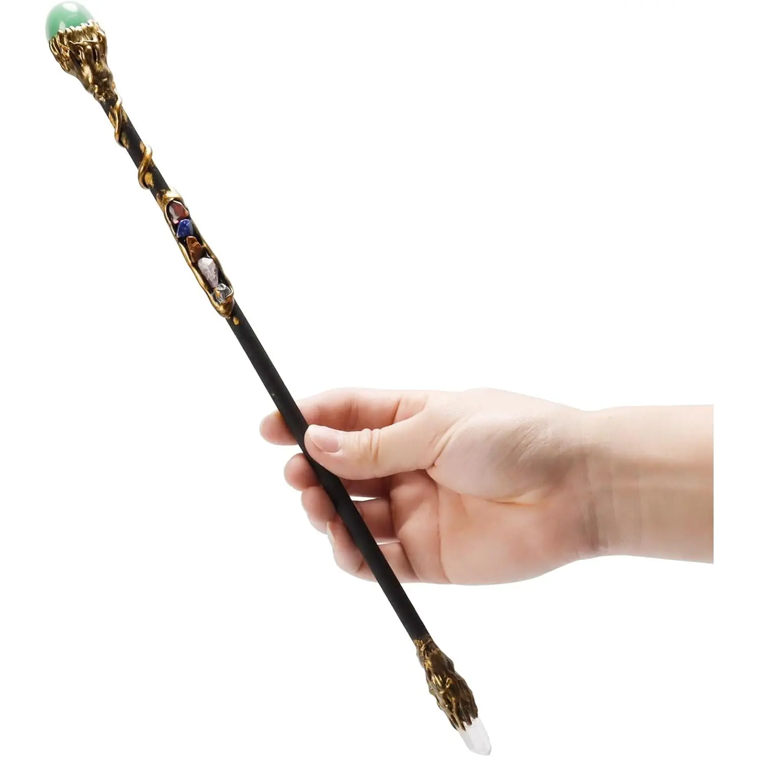 Fine Handcrafted Crystal Magic Wand Green Aventurine Gemstone White Crystal Magic Wand for Witches and Wizards
