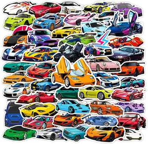 50PCS Super car Stickers for Adult, Racing Car Sticker, Color Waterproof Sports Car Decals, Cool Stickers Suitable for Water Bottles, Laptops, Skateboard,Helmet