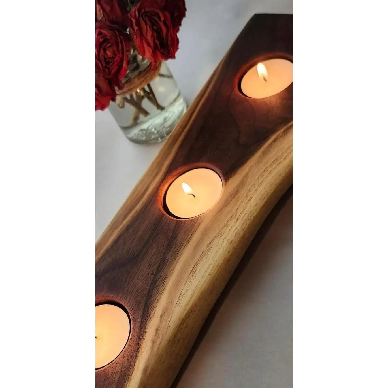 Solid Wood Candle Holder - Live Edge Rustic Tealight Holder, Customized Gift, Farmhouse Decor, Housewarming Gift, Gifts for Her