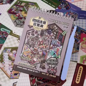 DIY Craft Kit Set, 20 Scene Cards + 31 Stickers + Tweezers, Miniature House Building Scrapbooking Paper Crafts, Creative Gift Packaging Idea, Crafting Kit
