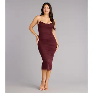 Crushworthy Mesh Ruched Midi Dress