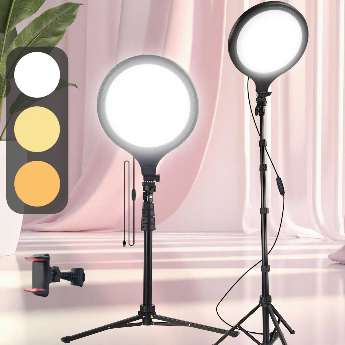 1pc Portable Adjustable 10" Full-Screen Dimmable Mobile Phone Selfie Ring Light Kit with 17-63" Telescopic Tripod Stand, LED Supplementary Light for Short Video Creation, Daily Makeup#SummerWins#BackToSchoolDeal
