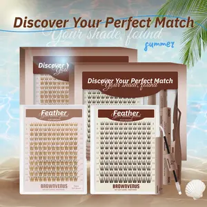 Feather | BrownVenus Brown Lash Clusters With Invisible Band DIY Lash Extension Kit Ultra-Natural Dark Brown Light Brown Venus Venus Clusters for a Subtle Glam Brown Velure Venus Style Soft Perfectly Matched for Fair Skin & Blonde Brown Hair
