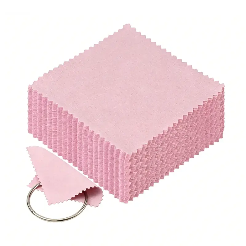 50/100 Pcs/Set Silver Polishing Cloth，Jewelry Cleaning Cloth，Tarnish Remover，Anti-Tarnish，Sterling Silver/Gold/Platinum，Jewelry/Watch/Coins，Microfiber，8x8cm，Restores Shine，Small Jewelry Cleaning Cloth，Jewelry Care Hack ， Soft Dry Wipe， Pink