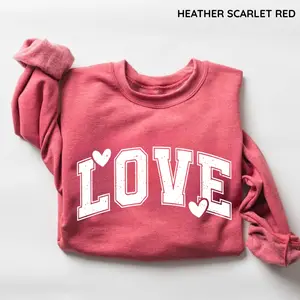 Retro Love Valentines Heart Sweatshirt, Teacher Valentines Sweater, Women’s Graphic Shirt, Women's Favorite Top