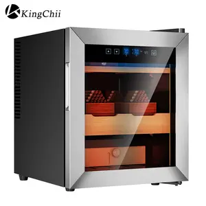 KingChii Upgrade 50L Premium Storage Cabinet with Constant Temperature and Humidity Control Spanish Cedar Wood Shelves 350 Capacity Luxury Black
