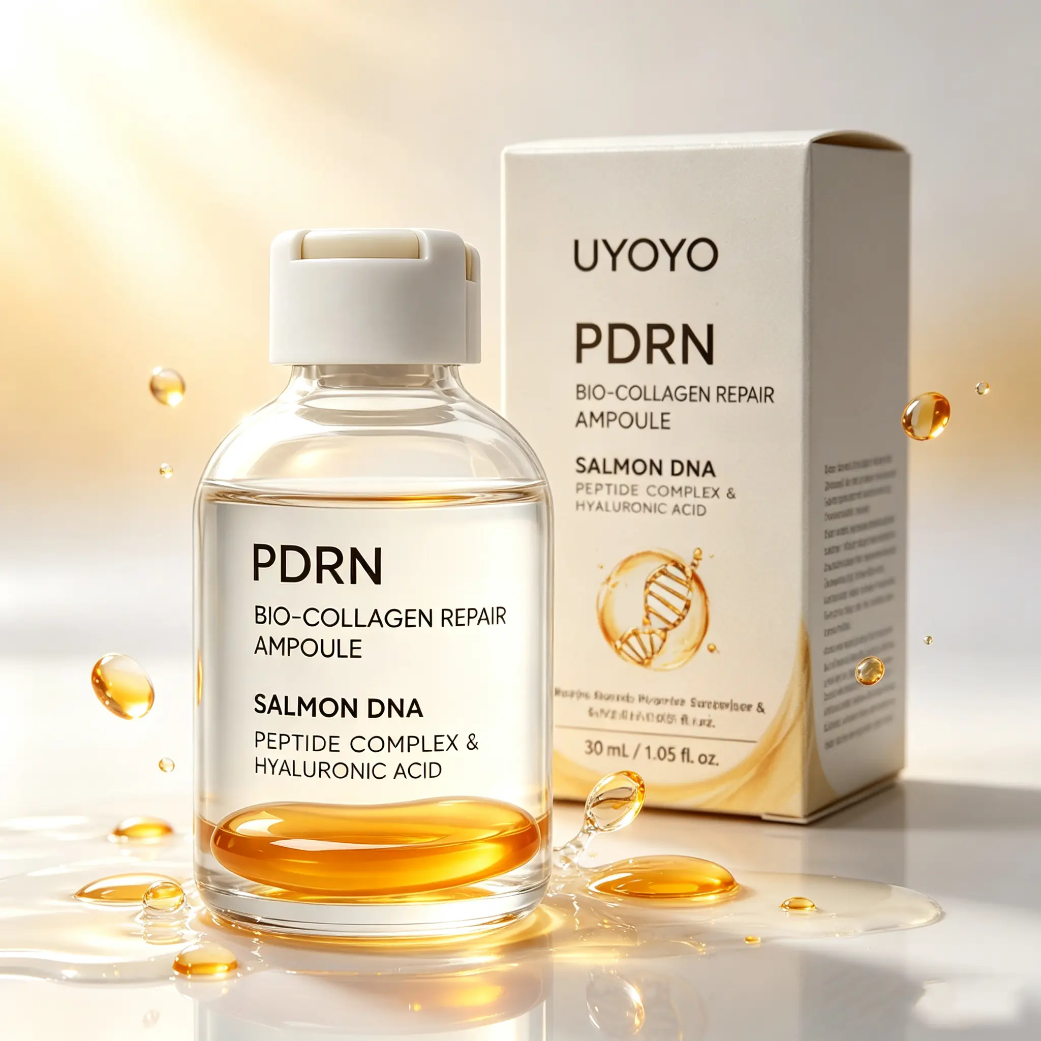 UYOYO PDRN Bio-Collagen Repair Ampoule 2-Pack | Salmon DNA & Peptide Duo for 28-Day Glass Skin Renewal | Firming Anti-Aging Serum Set - Best Value!