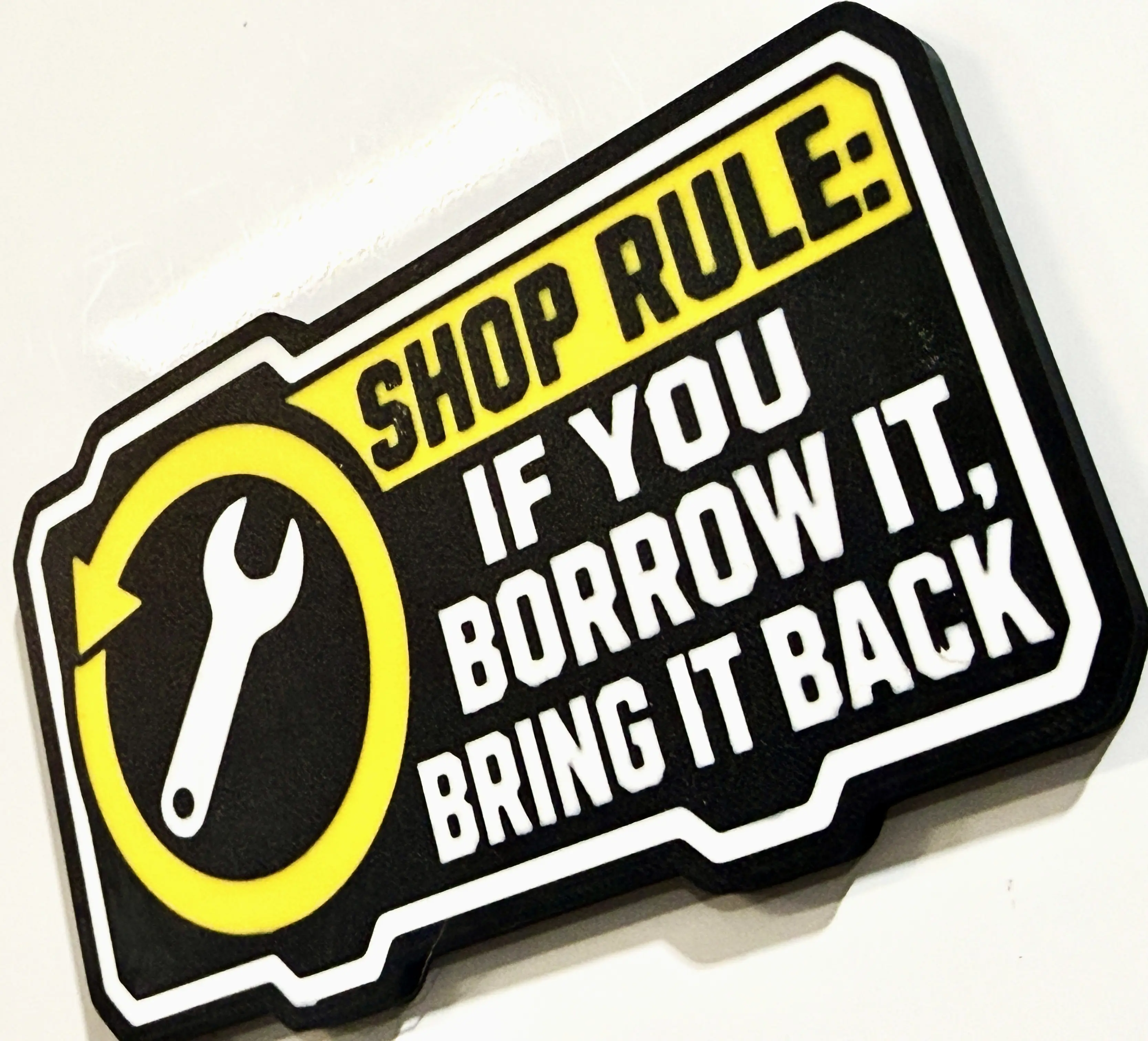 Shop Rule Shop Gag Gift Magnet Durable 3D Print with Strong Flat Magnets Perfect Father's Day Gift for Metal Cabinet Toolbox Fridge Entry Door or Garage Decor dad gift humorous funny wall art sign novelty Eye Guy