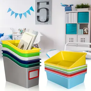 16 folder boxes, books, and binders, including 8 large bookshelves, comic book storage boxes, 8 colorful classroom book storage boxes, with 16 office and school name labels, in 2 sizes