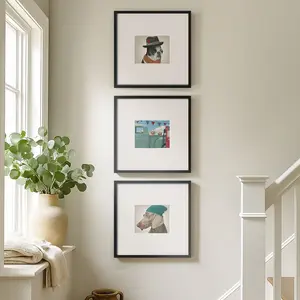 Americanflat 20x20 Picture Frame with Mat | Set of 3 | Black Slim Molding Americanflat 20x20 Picture Frame with Mat | Set of 3 | Black Slim Molding