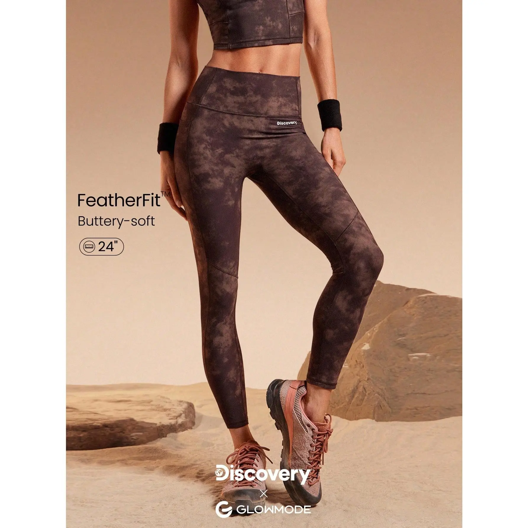 GLOWMODE X Discovery 24" FeatherFit™ Summit Flow Tie-Dye Side Pockets High-Rise Leggings Outdoor Hiking Daily Active Wear