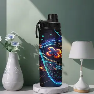 20oz Stainless Steel Travel Mug, Game Controller Print Design, Dual Layer Vacuum Insulated Cup with Lid, Perfect Gift for Gamers