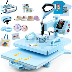 AKEYDIY 5-in-1 Slide-out Heat Press, 15"x15" 360° Swing Away Professional Sublimation Machine for T-shirt Printing, Mug Transfer, Perfect for T-shirts, Mugs, Baseball Caps, Plates, Mousepads