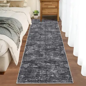 Garvee Hallway Runner Rug 2x6 Machine Washable Rug, Non Slip Kitchen Runner Mat, Low Pile Stain Resistant Solid Color Runner Carpet for Living Room Bedroom Entryway, Grey