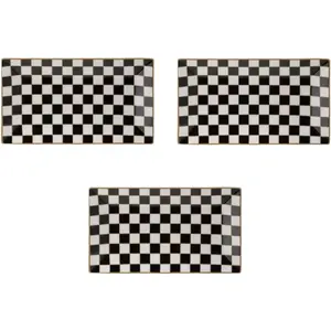 Checker Black and White 12-inch Rectangle Serving Platters Set of 3 for Party, Wedding and Entertaining, Rectangular Serving Plates, Serving Tray for Dinner, Appetizers and Desserts