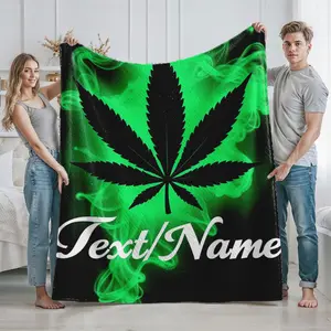 Green Smoke Marijuana Leaf Printed Blanket Cozy Home Decor Throw for Living Room Bedroom Use Ideal Gift for Cannabis Enthusiasts Perfect for Christmas Birthday Housewarming and Special Occasions Unique Stylish Design fo Slogan Print Blanket