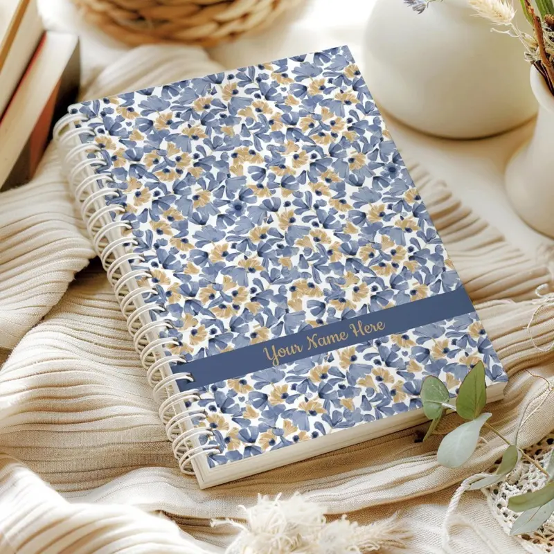 Floral Journal, Custom Name Hardcover Notebook, Spring Bullet Journal